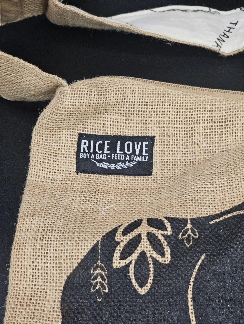 Rice Love Boho Burlap Crossbody Bag Tote Eco-Friendly Elephant Print